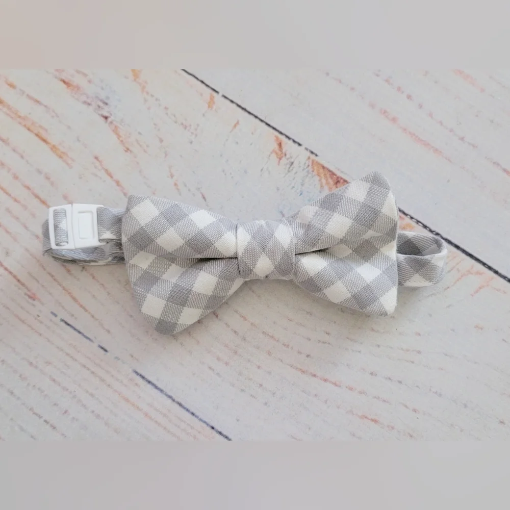 Trendy Ties Gray Gingham Kids Bow Tie